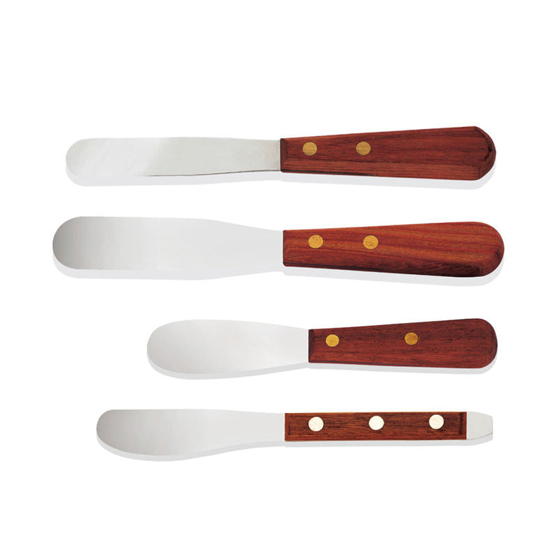 Stainless Steel Dental Plaster Mixing Spatula with Wooden Handle