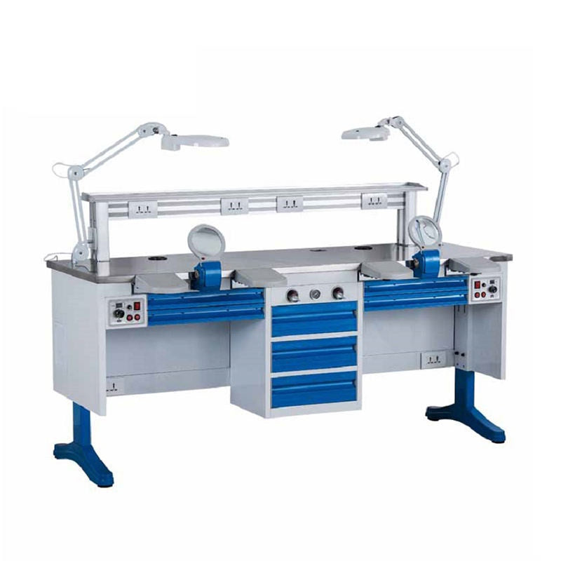 1.8m Double Dental Technician Table Two Dust Collector Built-in Dental Lab Equipment Workstation