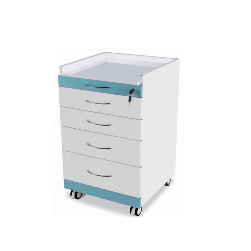 4-Drawer Mobile Dental Clinic Cabinet Metal Hospital Furniture with Marble Tabletop