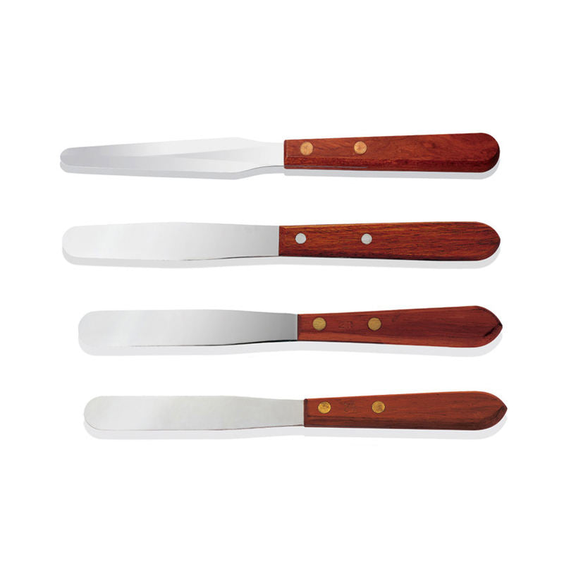 Stainless Steel Dental Plaster Mixing Spatula with Wooden Handle