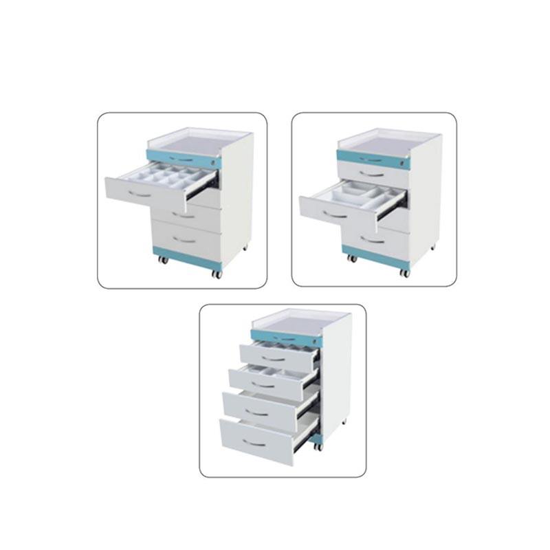 4-Drawer Mobile Dental Clinic Cabinet Metal Hospital Furniture with Marble Tabletop